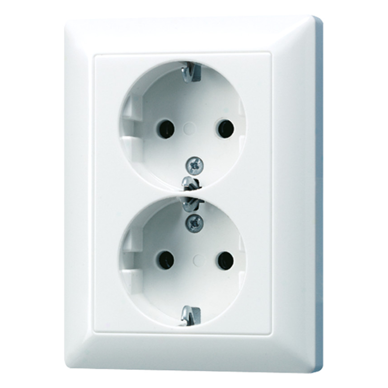 Priză dubla  SCHUKO 16A UP 250V alb alpin lucios JUNG AS5020UWW