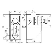Suport fixare platbanda de perete din Inox special VA4 ,  distanță până la perete 11mm