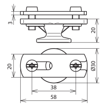 Suport fixare platbanda de perete OLZN (30x35mm)  , cu filet interior