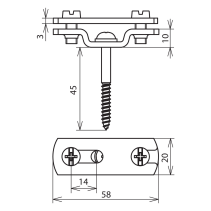 Suport fixare de perete cu fantă (6,5 x 16 mm) și șurub pentru lemn pre-asamblat