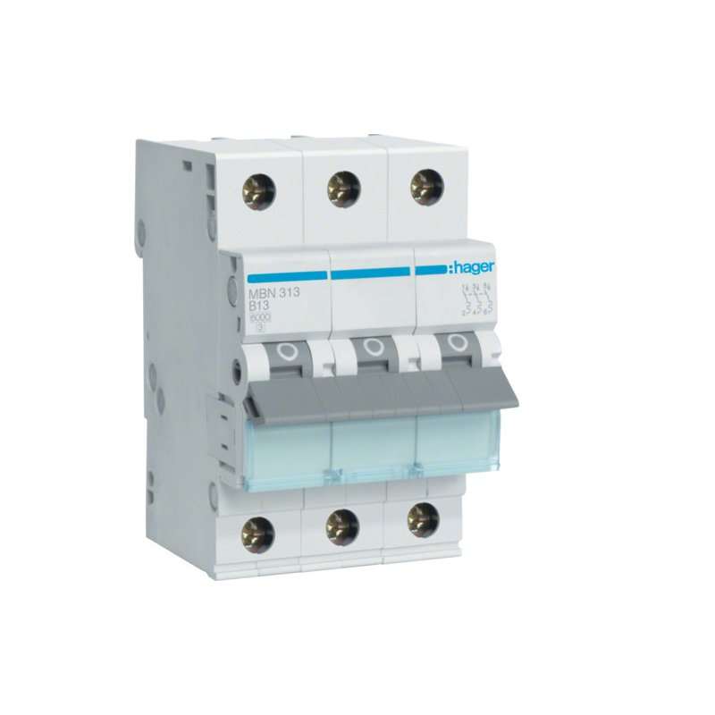 Hager - Disjunctor  3 poli, 6kA ,In 13A ,curba B