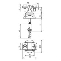 Suport fixare paratrasnet DEHNhold Inoxfilet interior, pre-asamblat cu șurub, bază din plastic și diblu