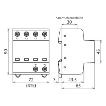 Descărcător supratensiune tip 1+2 DEHNshield sistem TN-S trifazat