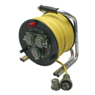 Rola de cablu etanșe la apa IP68 din cauciuc solid pt. pompieri si echipe de interventie,  DIN 14680 , 230V/16A,