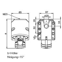 Priza de perete trifazata 16A 5poli 6h IP44