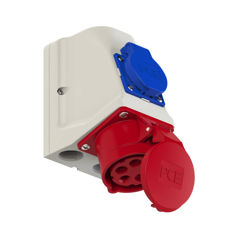 Priza de perete trifazata + shuko  32A 5p 6h IP44