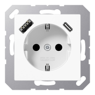 Priză SCHUKO Jung cu USB tip A si tip C , 16A 250V, A1520-15CAWW, SAFETY+, seria AS/A