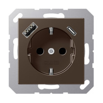 Priză SCHUKO Jung cu USB tip A si tip C , 16A 250V, A1520-15CAMO, SAFETY+, seria AS/A