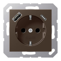 Priză SCHUKO Jung cu USB tip A si tip C , 16A 250V, A1520-15CAMO, SAFETY+, seria AS/A