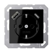 Priză SCHUKO Jung cu USB tip A si tip C , 16A 250V, A1520-15CASW, SAFETY+, seria AS/A