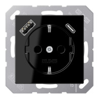Priză SCHUKO Jung cu USB tip A si tip C , 16A 250V, A1520-15CASW, SAFETY+, seria AS/A