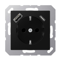 Priză SCHUKO Jung cu USB tip A si tip C , 16A 250V, A1520-15CASWM, SAFETY+, seria AS/A