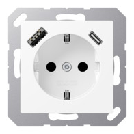 Priză SCHUKO Jung cu USB tip A si tip C , 16A 250V, A1520-15CAWWM, SAFETY+, seria AS/A