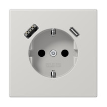 Priză SCHUKO Jung cu USB tip A si tip C , 16A 250V, LS1520-15CALG, SAFETY+, seria LS