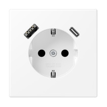 Priză SCHUKO Jung cu USB tip A si tip C , 16A 250V, LS1520-15CAWWM, SAFETY+, seria LS