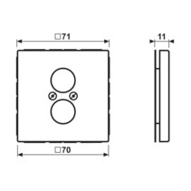Capac pentru 2 conectori circulari până la 18,5 mm Ø, metal cromat, seria LS, crom strălucitor
