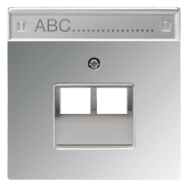 Capac pentru prize de date IAE/UAE 2x 8 pini, cu camp de scriere, metal cromat, seria LS, crom strălucitor