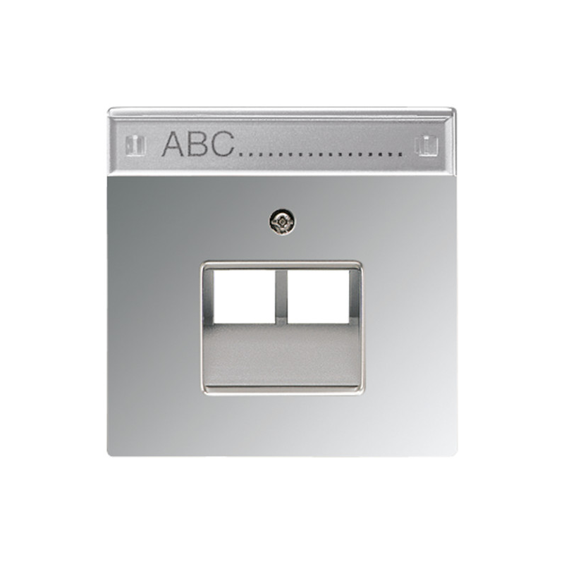 Capac pentru prize de date IAE/UAE 2x 8 pini, cu camp de scriere, metal cromat, seria LS, crom strălucitor