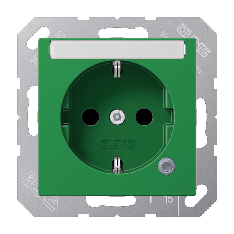 Priză SCHUKO, 16 A 250 V ~, fără gheare, cu afișaj funcțional,câmp de scriere,SAFETY+,antibacterian