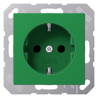 Priză SCHUKO, 16 A 250 V ~, protecție sporită la contact integrată, SAFETY+,antibacterian, seria AS, verde (pentru SV)