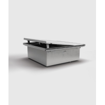 Prize incastrate in podea 2004A , cutie din Inox cu  capac articulat din aluminiu IP54 ,traversabil cu masina