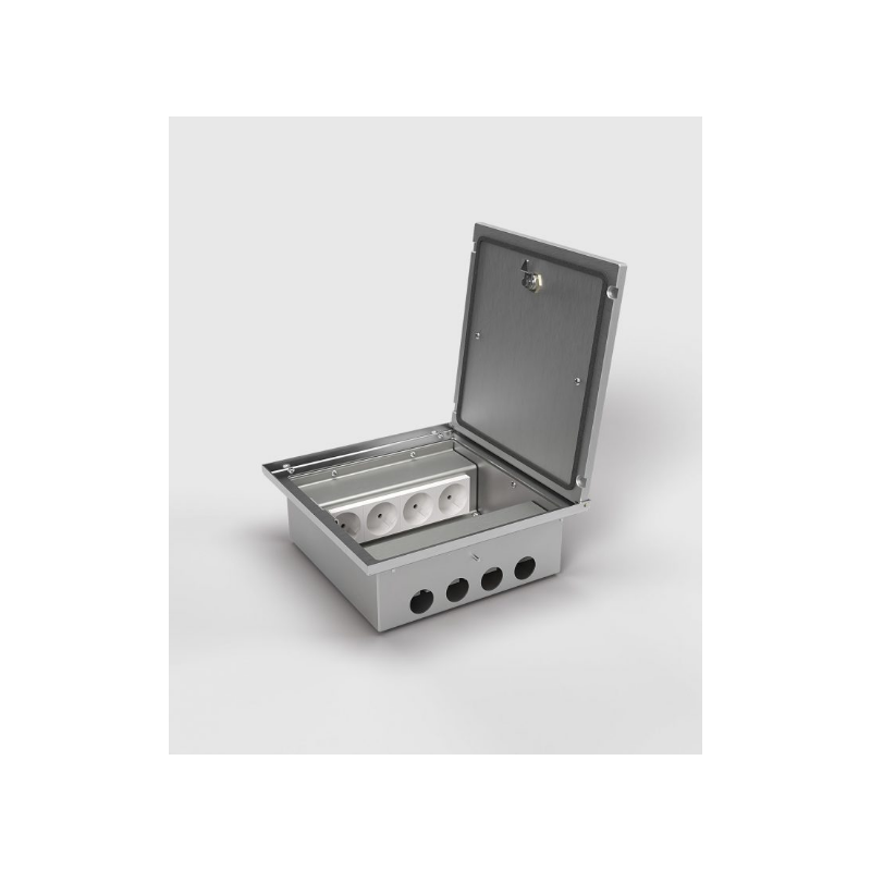 Prize incastrate in podea 2008A , cutie din Inox cu  capac articulat din aluminiu IP54 ,traversabil cu masina