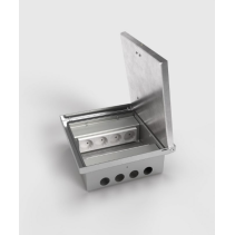Prize incastrate in podea 2008B , cutie din Inox cu  capac articulat din aluminiu IP54 ,traversabil cu masina