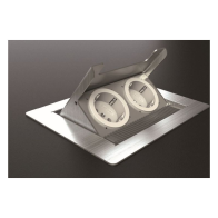 Prize incastrate in masa sau podea 3202E , cutie din Inox cu  capac articulat din aluminiu