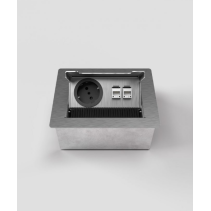Prize incastrate in masa sau podea 3202E , cutie din Inox cu  capac articulat din aluminiu