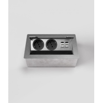 Prize incastrate in masa sau podea 3203E , cutie din Inox cu  capac articulat din aluminiu