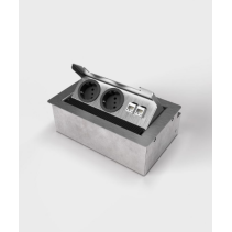 Prize incastrate in masa sau podea 3203E , cutie din Inox cu  capac articulat din aluminiu