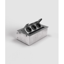 Prize incastrate in masa sau podea 3203E , cutie din Inox cu  capac articulat din aluminiu