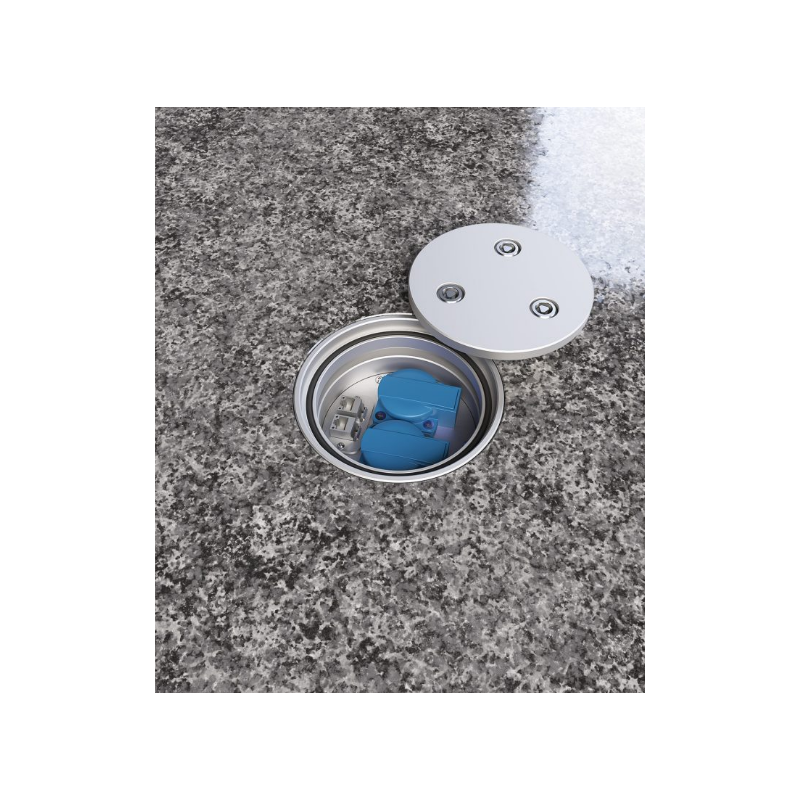 Priză încastrată în podea rezistentă la apă sărată 7003A , cutie si capac din aluminiu cu inchidere , IP65