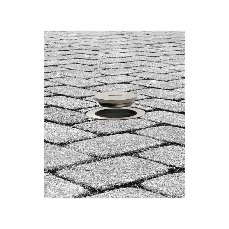 Priză încastrată în podea,asfalt,beton de exterior 7501A , cutie si capac din aluminiu cu inchidere , IP67