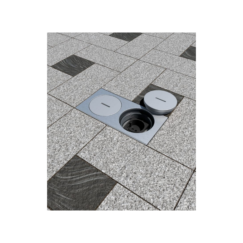 Priză încastrată în podea,asfalt,beton de exterior 7602A , capac din aluminiu cu inchidere , IP67