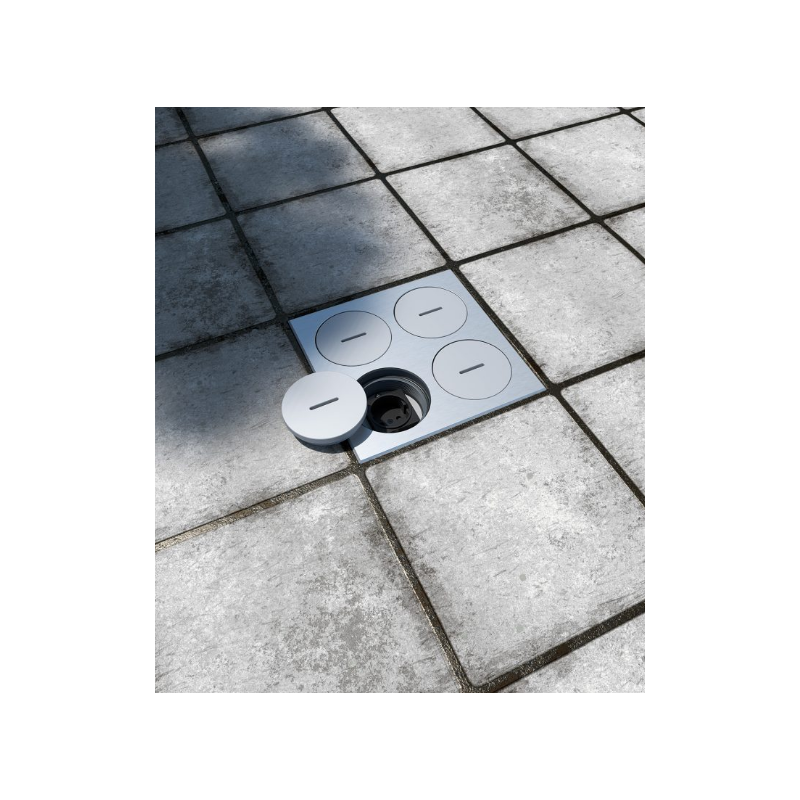 Priză încastrată în podea,asfalt,beton de exterior 7604A , capac din aluminiu cu inchidere , IP67