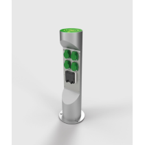 Statie de încarcare biciclete-trotinete ES323-EM ,domeniu public antivandal din INOX, echipată cu 4xRCBO B16A/0,03mA