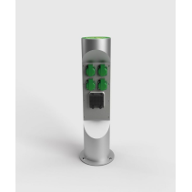 Statie de încarcare biciclete-trotinete ES323-EM ,domeniu public antivandal din INOX, echipată cu 4xRCBO B16A/0,03mA