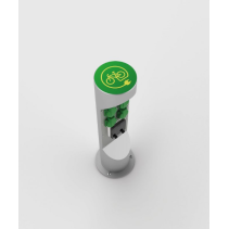 Statie de încarcare biciclete-trotinete ES323-EM ,domeniu public antivandal din INOX, echipată cu 4xRCBO B16A/0,03mA