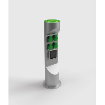 Statie de încarcare biciclete-trotinete ES323-EM ,domeniu public antivandal din INOX, echipată cu 4xRCBO B16A/0,03mA