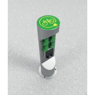 Statie de încarcare biciclete-trotinete ES323-EM ,domeniu public antivandal din INOX, echipată cu 4xRCBO B16A/0,03mA