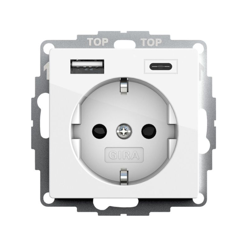 Gira 2459XX,Priză cu încarcător USB tip A si tip C , 16A System 55