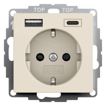 Gira 2459XX,Priză cu încarcător USB tip A si tip C , 16A System 55