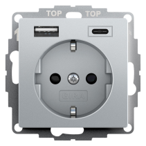 Gira 2459XX,Priză cu încarcător USB tip A si tip C , 16A System 55