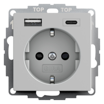 Gira 2459XX,Priză cu încarcător USB tip A si tip C , 16A System 55