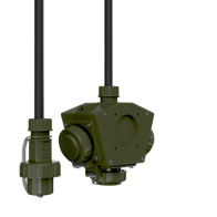 Triplă  prize schuko exterior cu stecher, DELTA-BOX TM, 16A 2p+PE, 230V, IP68 (sub apă 1,5m 30min.) , versiunea militară NATO