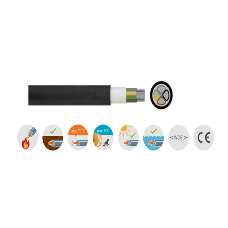 Cablu aluminiu NAYY-J, 5x10mm² ,ignifug conform EN 60332-1-2