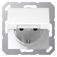 Priză SCHUKO 16A  250V cu capac pentru zone umede alb alpin lucios JUNG  A1520KIKLWW