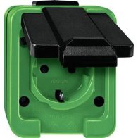 Priză schuko aparentă verde, Merten AGRAR rezistenta la substanțe chimice si coroziune