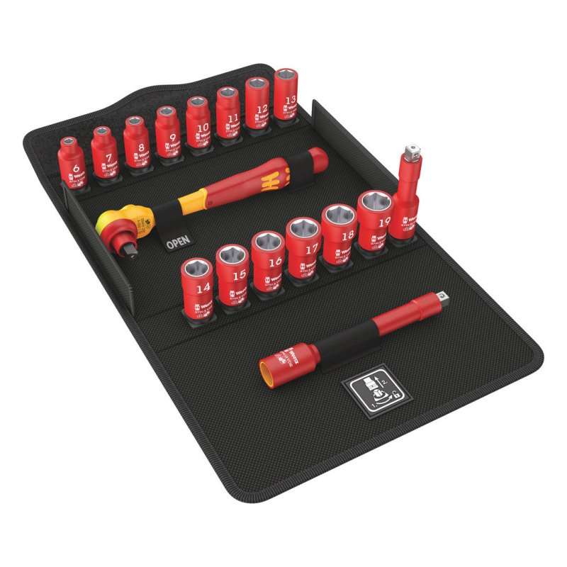 Set de  tubulare cu clichete  izolate 1000V VDE, 17 piese  , WERA 0519097